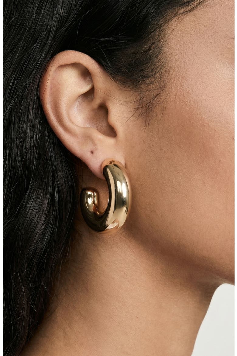 Set of 2 Pairs Thick Dome Hoop & Stud Earrings, Alternate, color, GOLD