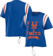 WEAR by Erin Andrews Women's WEAR by Erin Andrews Royal New York Mets Cinched Colorblock T-Shirt