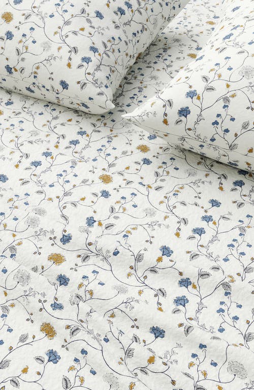 Woven & Weft Winter Floral 4-piece Flannel Bed Sheet Set In White