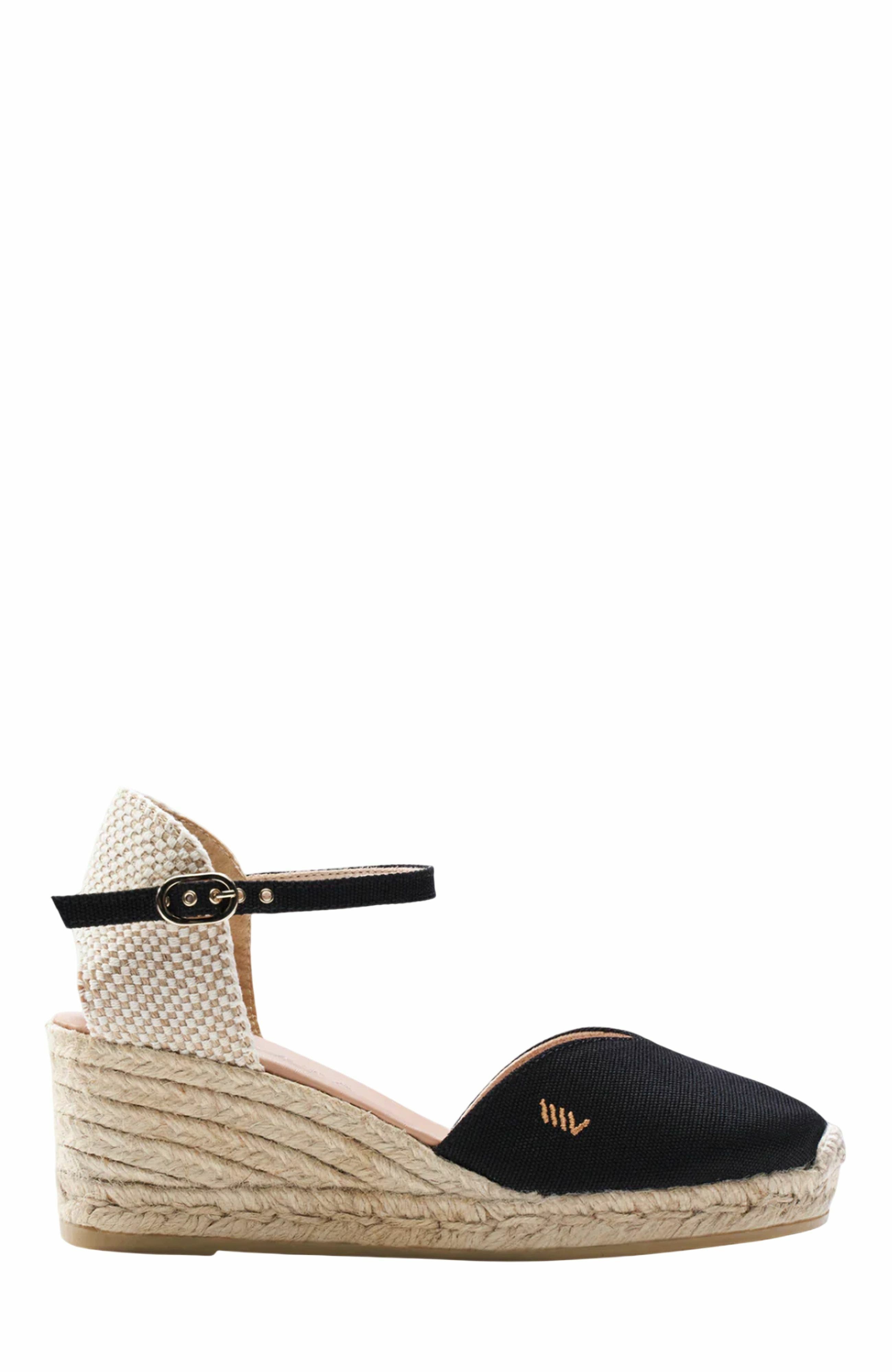 VISCATA Reus Canvas Espadrille Wedges, Main, color, Black