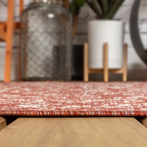 Jonathan Y Malta Bohemian Medallion Textured Weave Octagon Indoor/outdoor Area Rug In Red