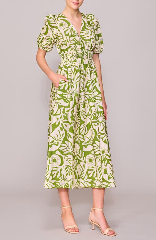 Melloday V-neck Smocked Waist Midi Dress