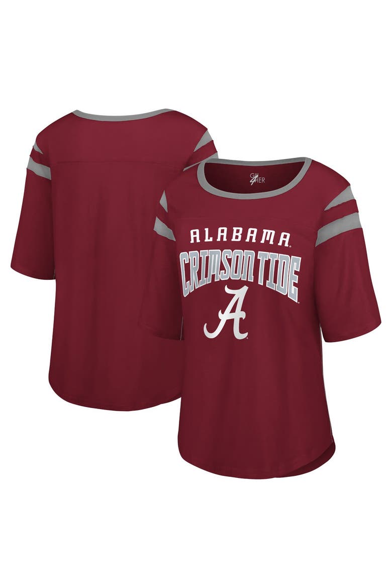 Women's G-III 4Her by Carl Banks Crimson Alabama Crimson Tide Plus Size Linebacker Half-Sleeve T-Shirt, Main, color, Crimson
