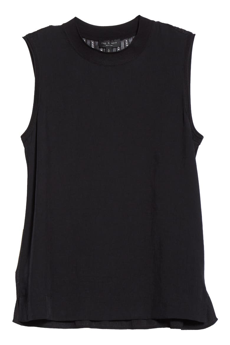 Alisha Rib Openwork Back Tank, Alternate, color, BLACK