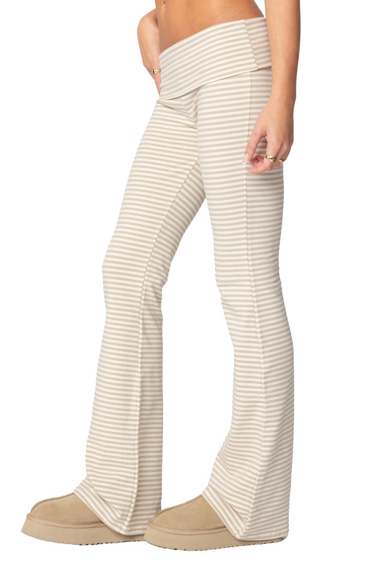 Kaeli Stripe Flare Pants, Alternate, color, BEIGE
