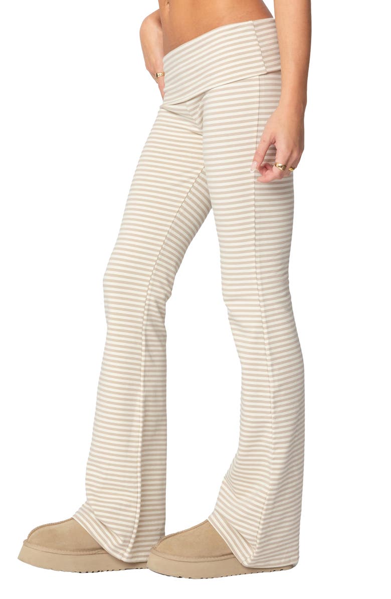 EDIKTED Kaeli Stripe Flare Pants, Alternate, color, Beige