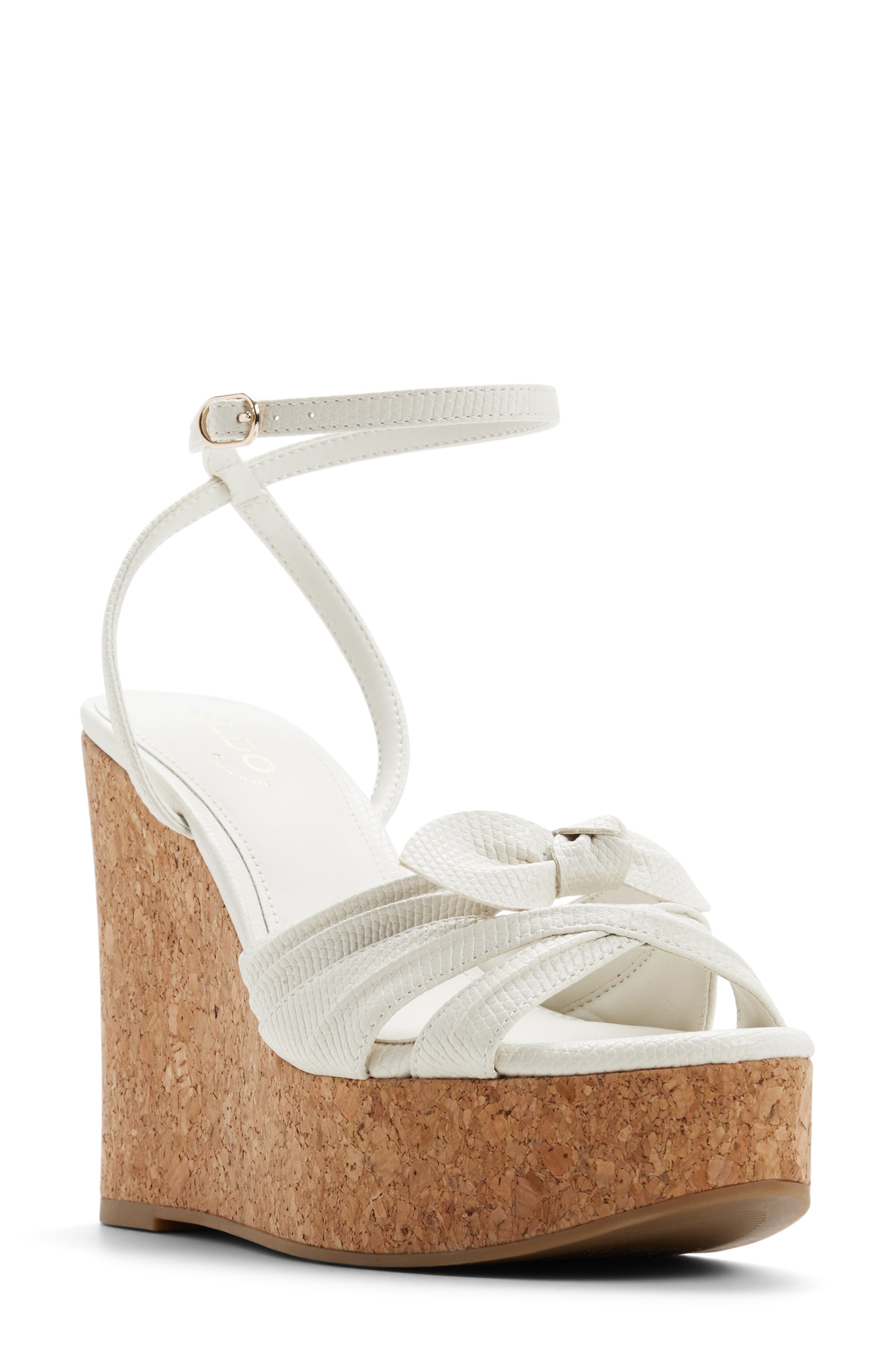 ALDO Tainah Ankle Strap Platform Wedge Sandal, Main, color, White/ Bone