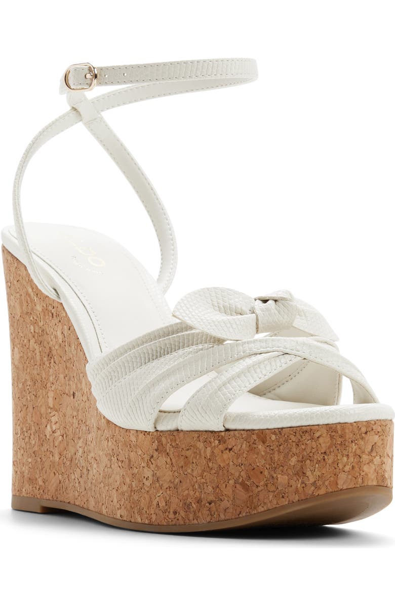 ALDO Tainah Ankle Strap Platform Wedge Sandal, Main, color, White/ Bone