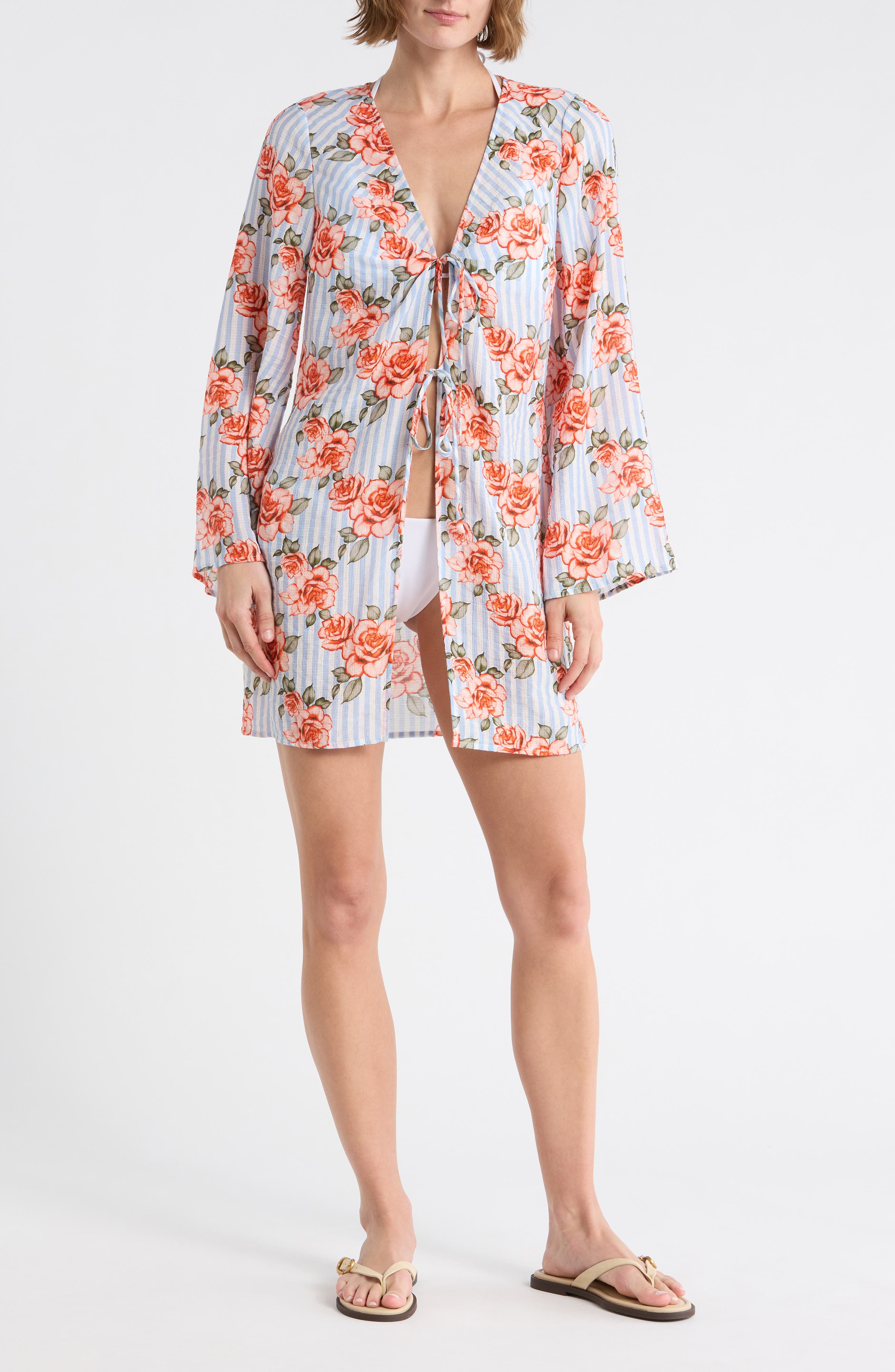 Hutch Tie Front Long Sleeve Cover-Up