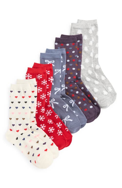 NORDSTROM NORDSTROM ASSORTED 5-PACK FESTIVE CREW SOCKS