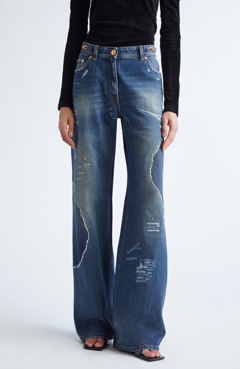 Versace Medusa '95 Distressed Boyfriend Jeans, Main, color, 