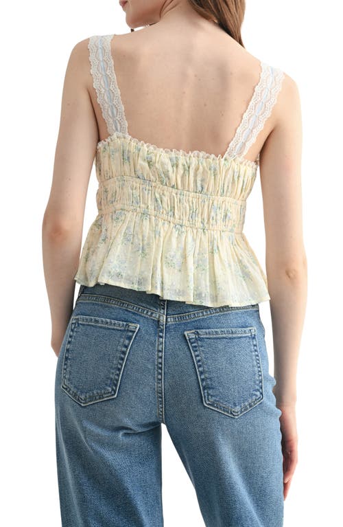 Lush Lace Strap Embroidered Eyelet Peplum Top In Multi