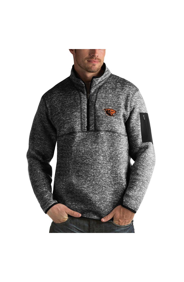 ANTIGUA Men's Antigua Black Oregon State Beavers Fortune Half-Zip Sweatshirt, Main, color, 