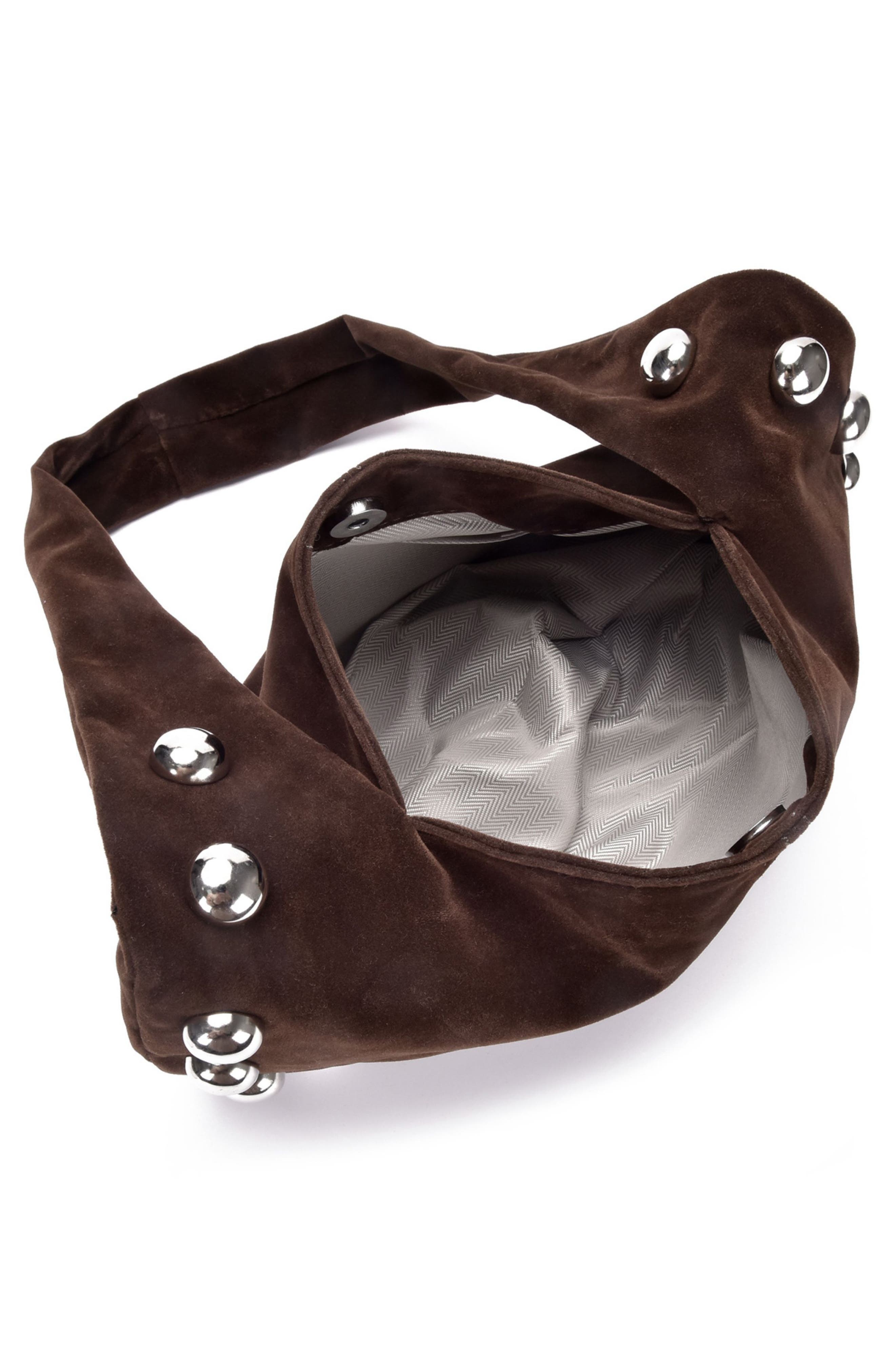 Adornia Studded Crescent Shoulder Bag, Alternate, color, Brown