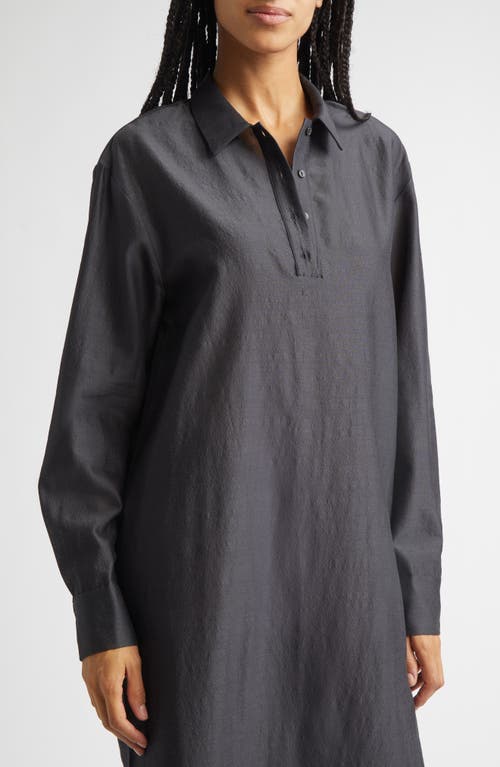 Paloma Wool Espon Long Sleeve Wool & Silk Midi Shirtdress In Gray