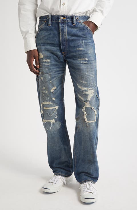Straight Fit Distressed Carpenter Jeans (Brayton Wash)