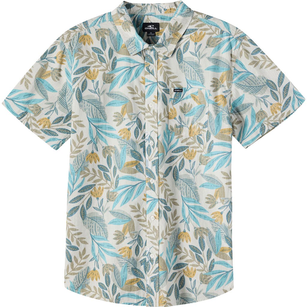 O'neill Kids' Terrace Print Short Sleeve Button-up Shirt In Multi