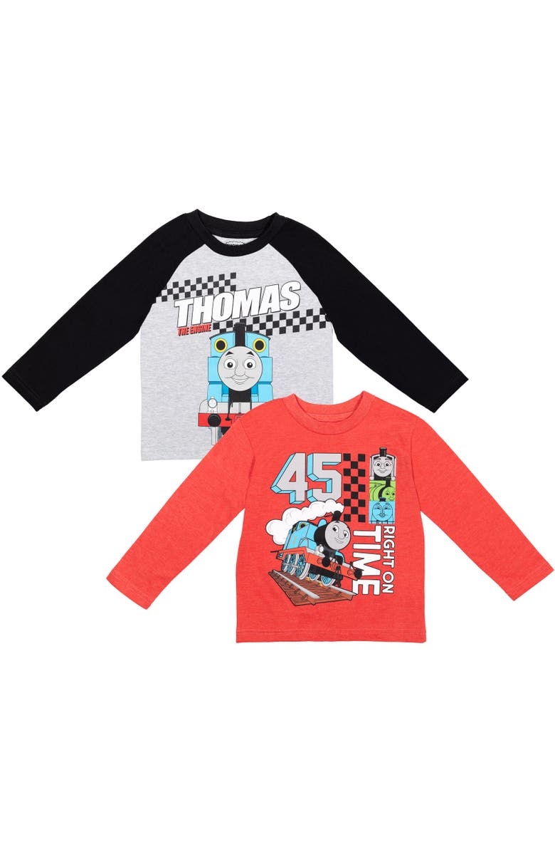 THOMAS & FRIENDS 2-Pack Long Sleeve T-Shirts, Main, color, Gray/Red