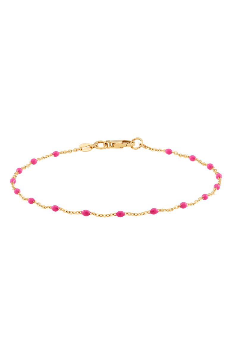 Frankie & Zoe Pink Enamel Station Bracelet, Main, color, Yellow Gold/Pink
