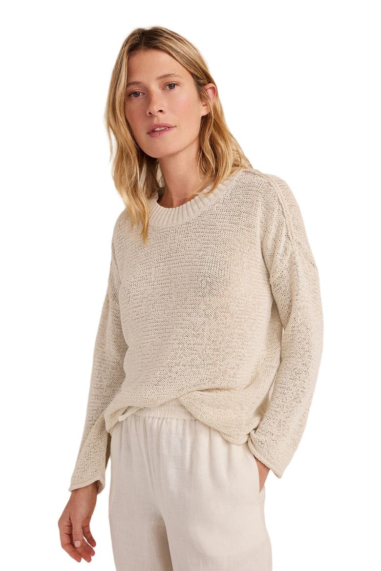 Linen Tape Yarn Crewneck, Main, color, Muslin