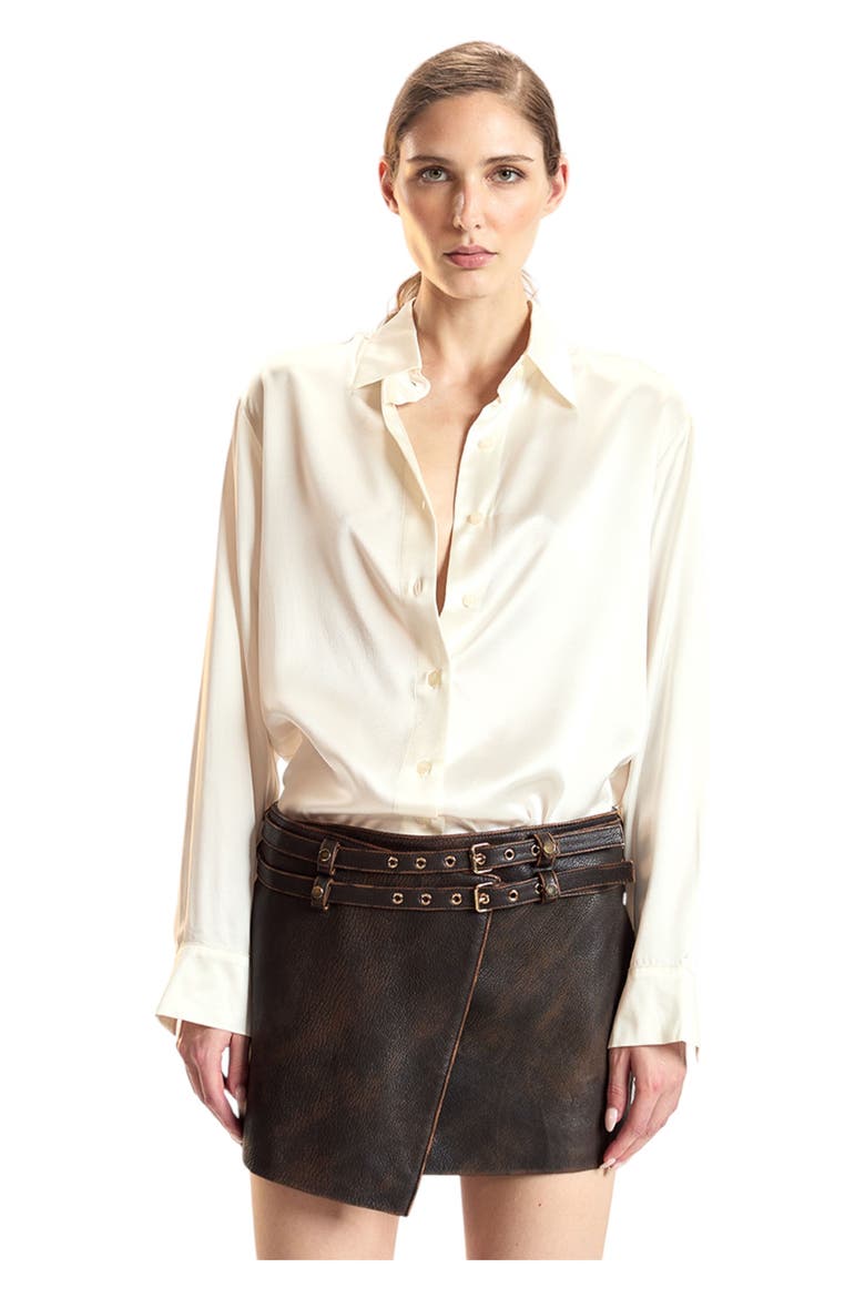 Silk Button Up Shirt, Alternate, color, White