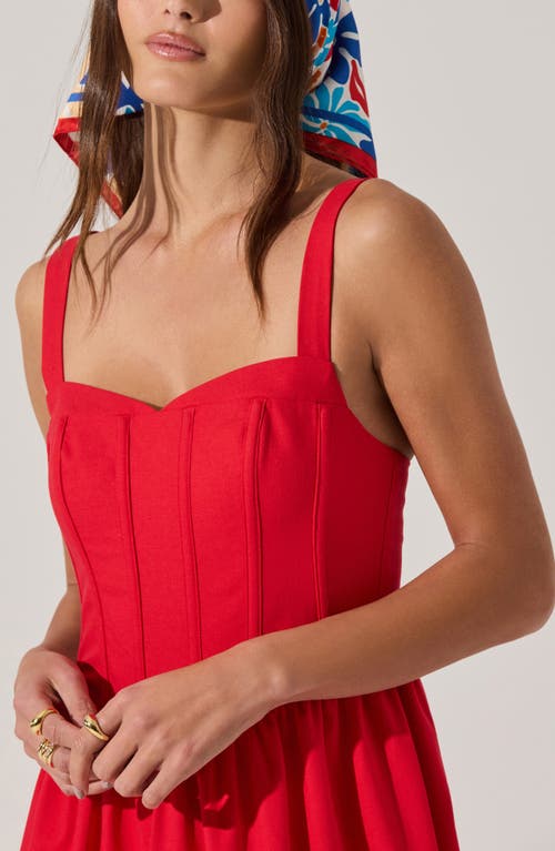 Astr The Label Structured Cotton Blend Midi Fit & Flare Dress In Red