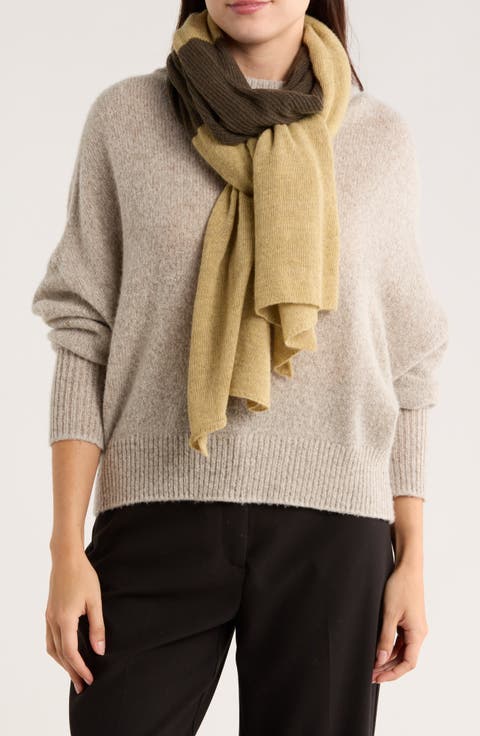 Colorblock Lambswool & Angora Blend Knit Scarf