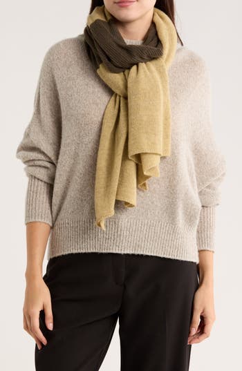 Portolano Colorblock Lambswool & Angora Blend Knit Scarf