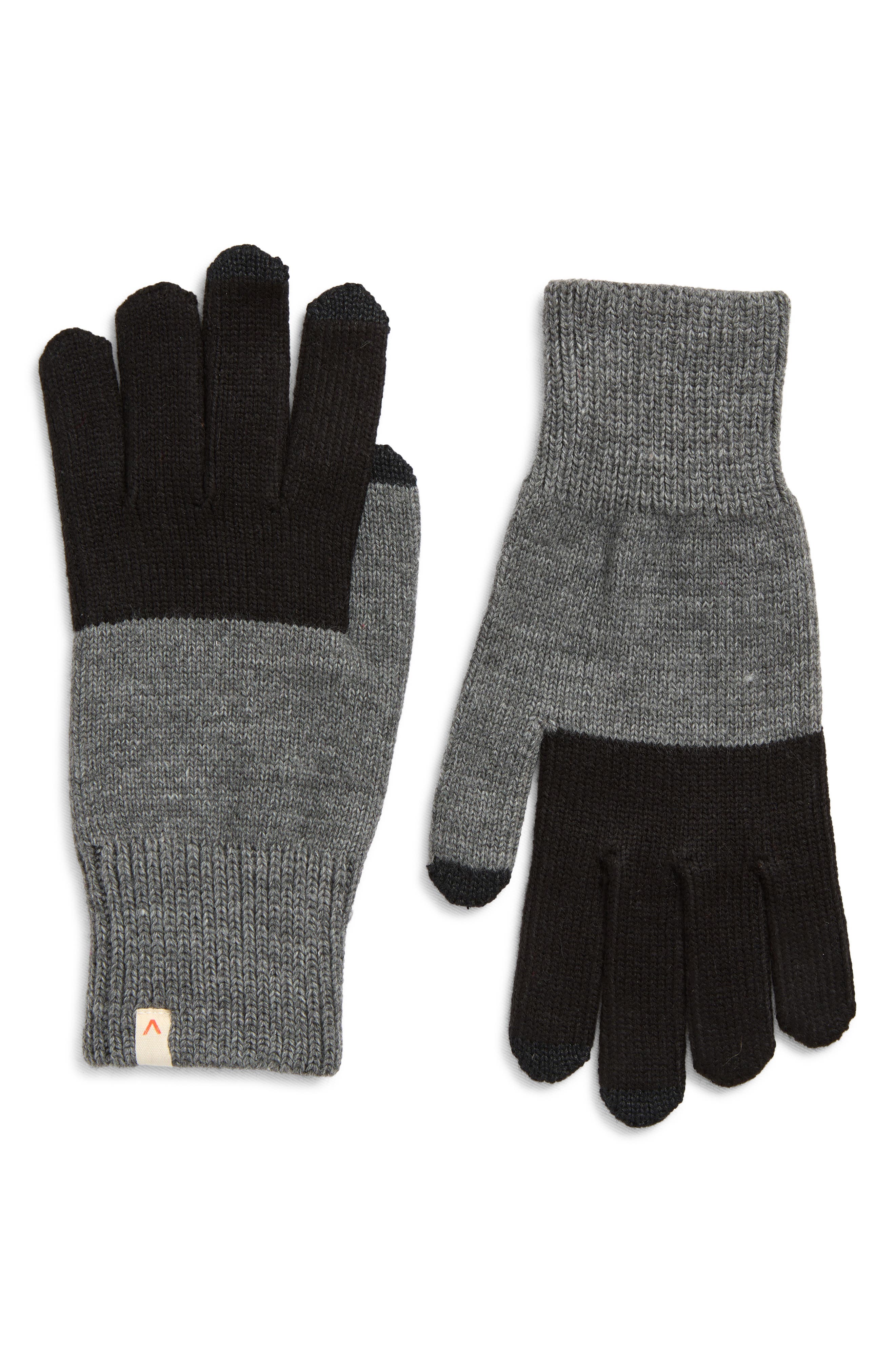 verloop Colorblock Touchscreen Gloves in Black Grey 
