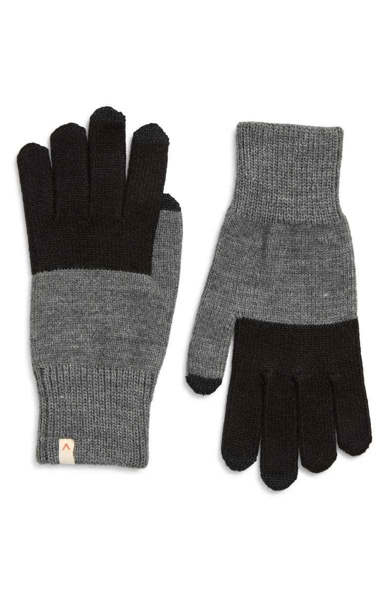 verloop Colorblock Touchscreen Gloves, Main, color, Black Grey