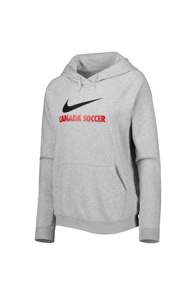 Women's Nike Heather Gray Canada Soccer Lockup Varsity Fleece Raglan Pullover Hoodie, Alternate, color, Heather Gray