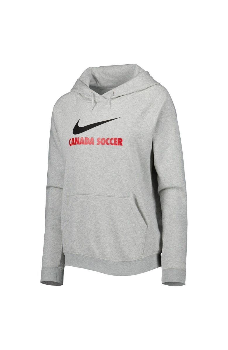 Nike Women's Nike Heather Gray Canada Soccer Lockup Varsity Fleece Raglan Pullover Hoodie, Alternate, color, Heather Gray
