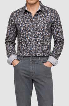 Pixel Fade Print Button Up Shirt