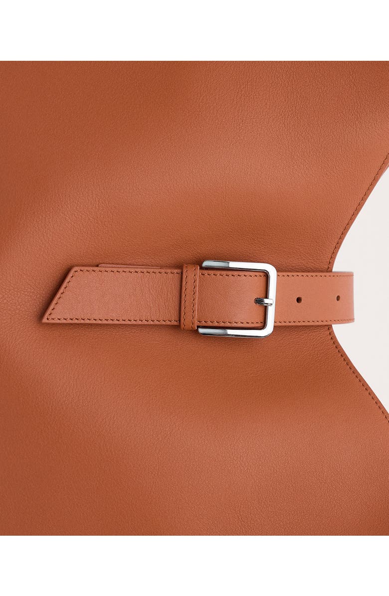 MANGO Maxi Leather Shopper Bag, Alternate, color, Orange