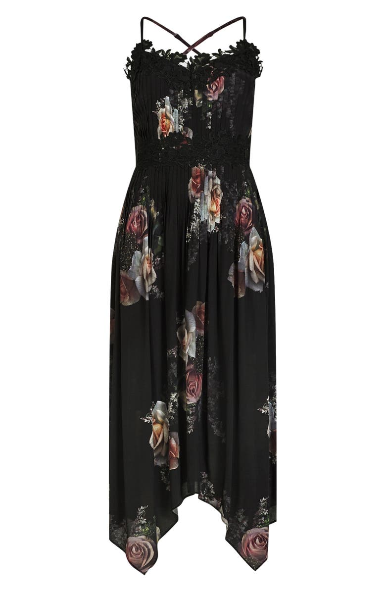 AllSaints Floral Print Pleat Dress, Alternate, color, 
