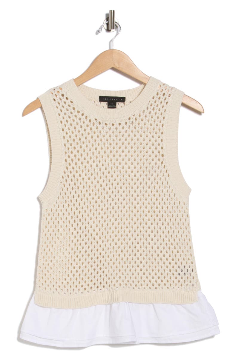 Sanctuary Perfect Mix Cotton Sweater Vest, Alternate, color, Natural White
