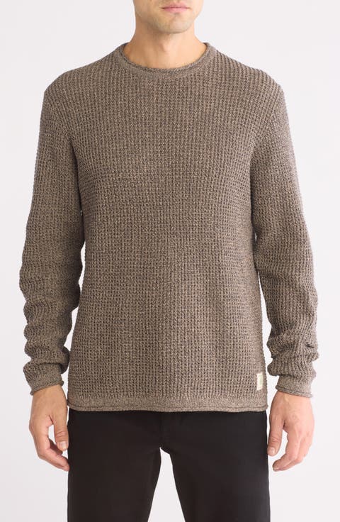 Tuck Stitch Roll Crewneck Sweater