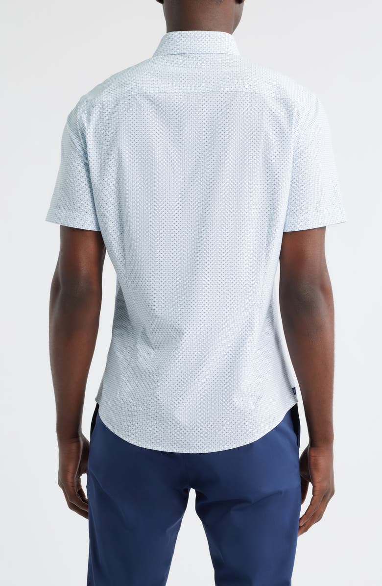 Mizzen+Main Leeward Trim Fit Microprint Short Sleeve Button-Up Shirt, Alternate, color, White Geo Bloom