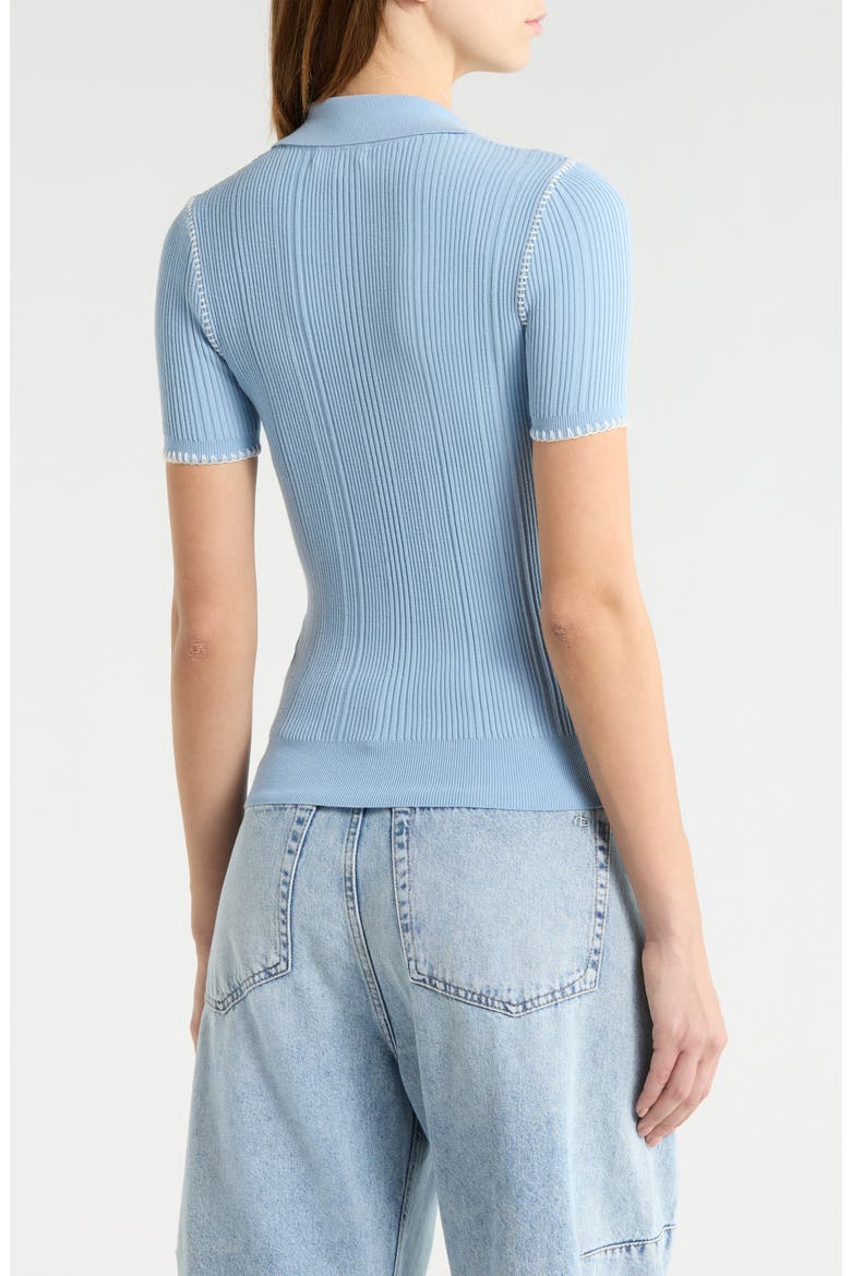 Harper Whipstitch Detail Short Sleeve Cardigan, Alternate, color, SKY
