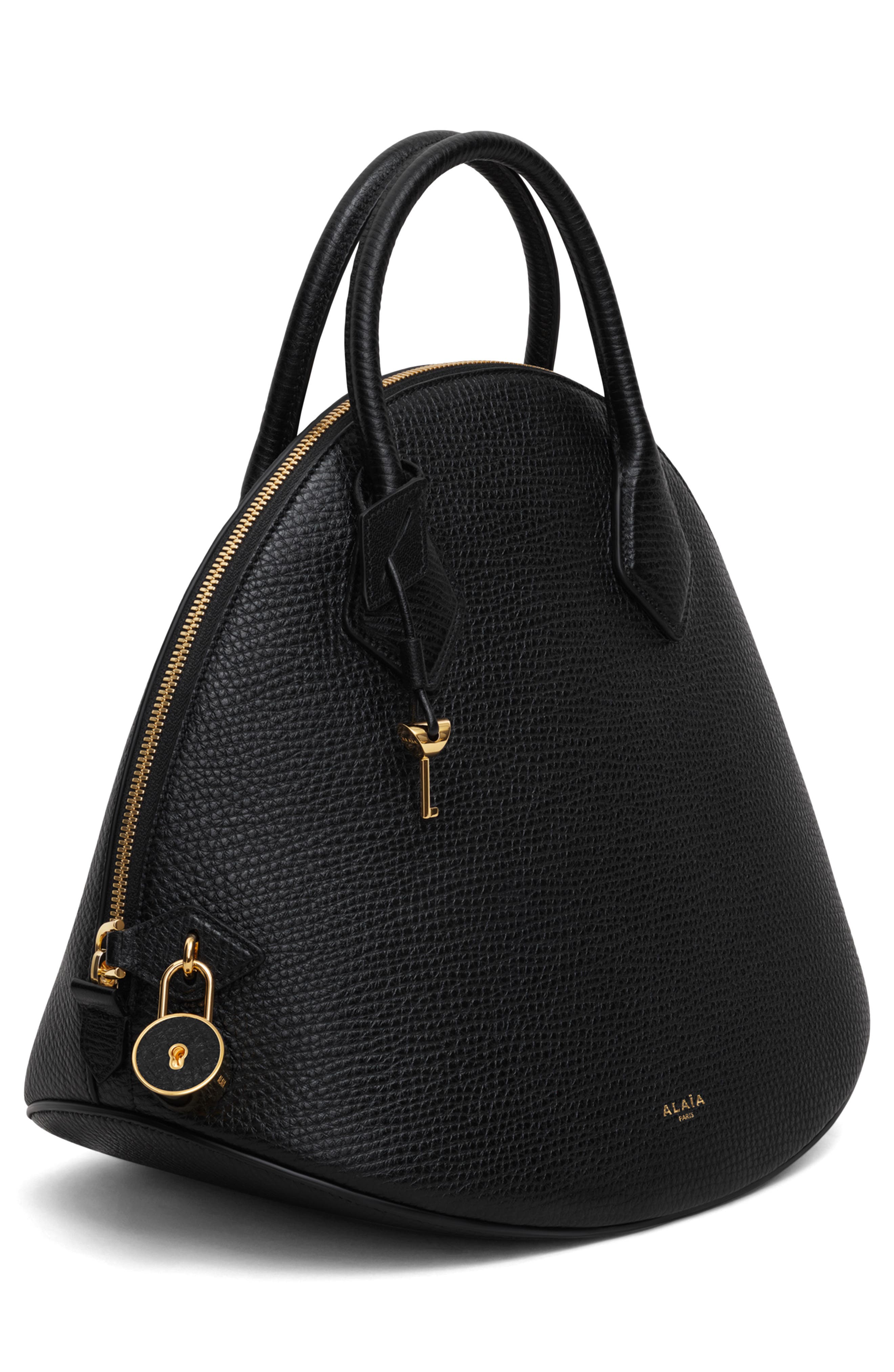 Alaïa Dome Grained Leather Top Handle Bag, Alternate, color, 