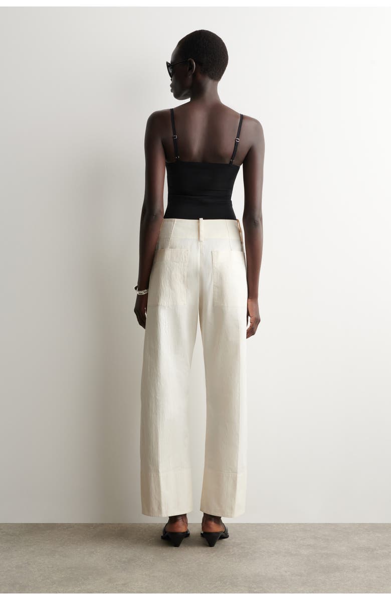 COS Barrel-Leg Pima Cotton Pants, Alternate, color, White