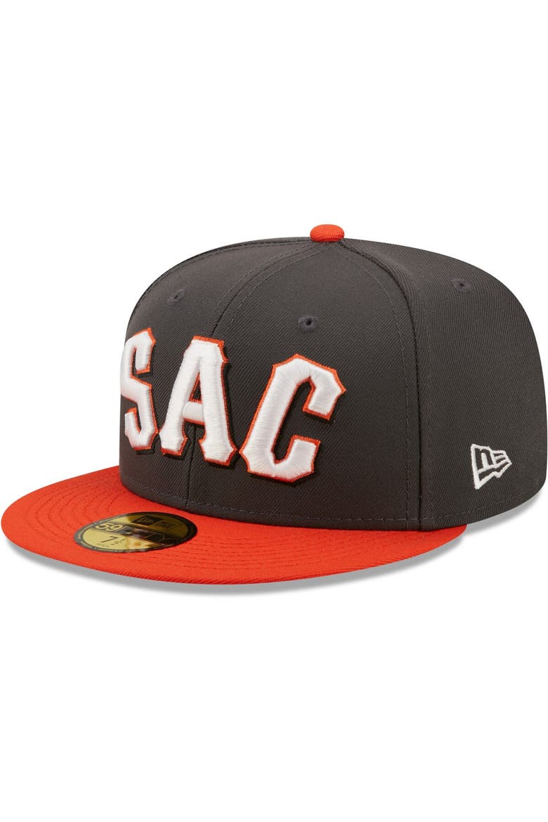 Men's New Era Charcoal Sacramento River Cats Authentic Collection 59FIFTY Fitted Hat, Main, color, Charcoal