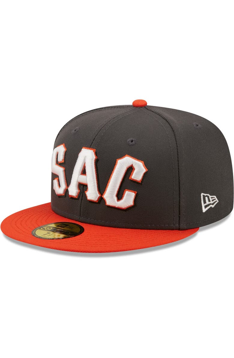 New Era Men's New Era Charcoal Sacramento River Cats Authentic Collection 59FIFTY Fitted Hat, Main, color, Charcoal
