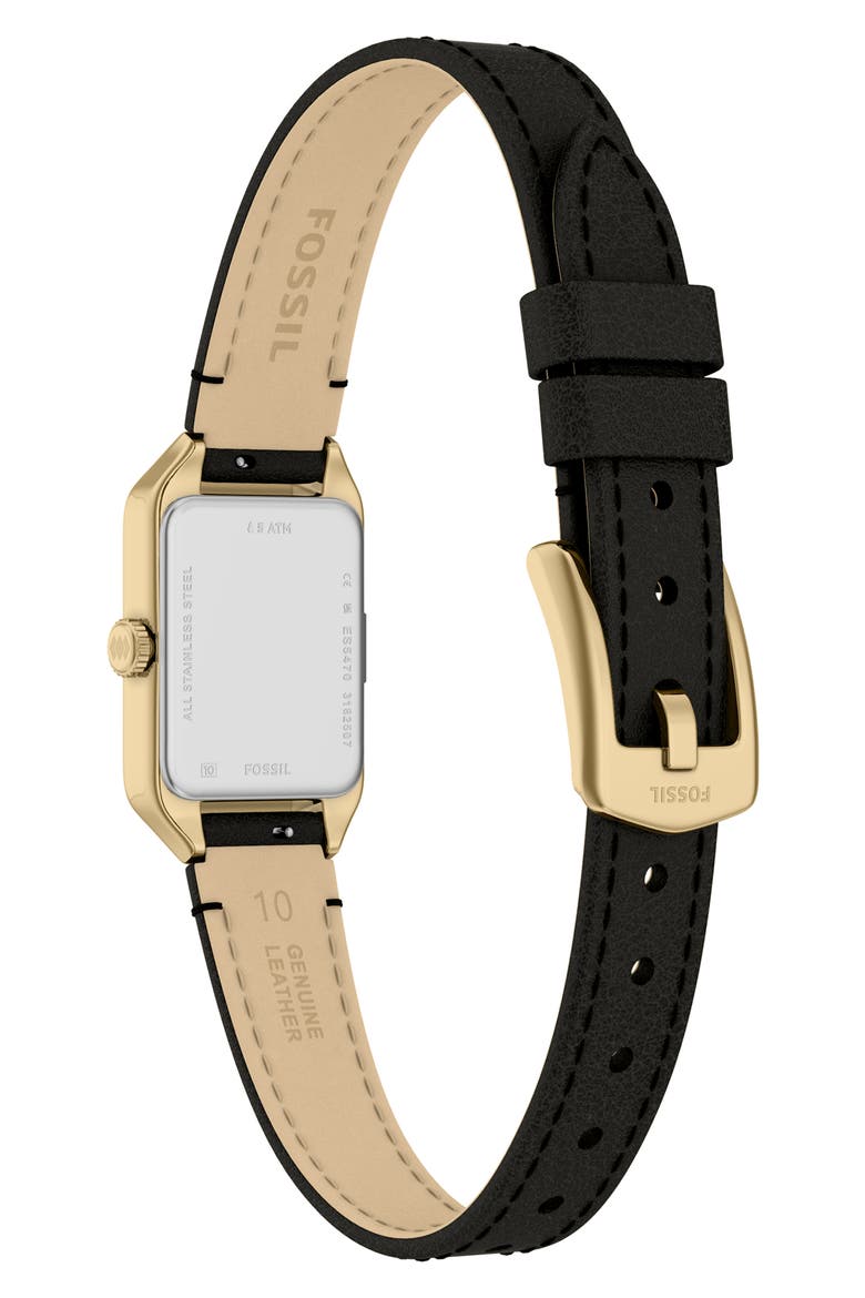 Mini Raquel Tank Leather Strap Watch, 18mm x 29mm, Alternate, color, BLACK