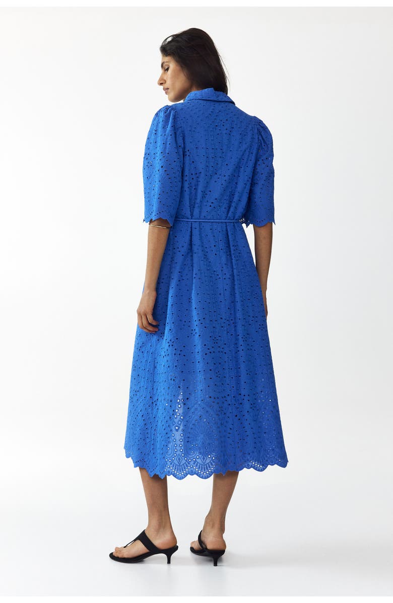 H&M Broderie-anglaise Cotton Shirt Dress, Alternate, color, Bright Blue
