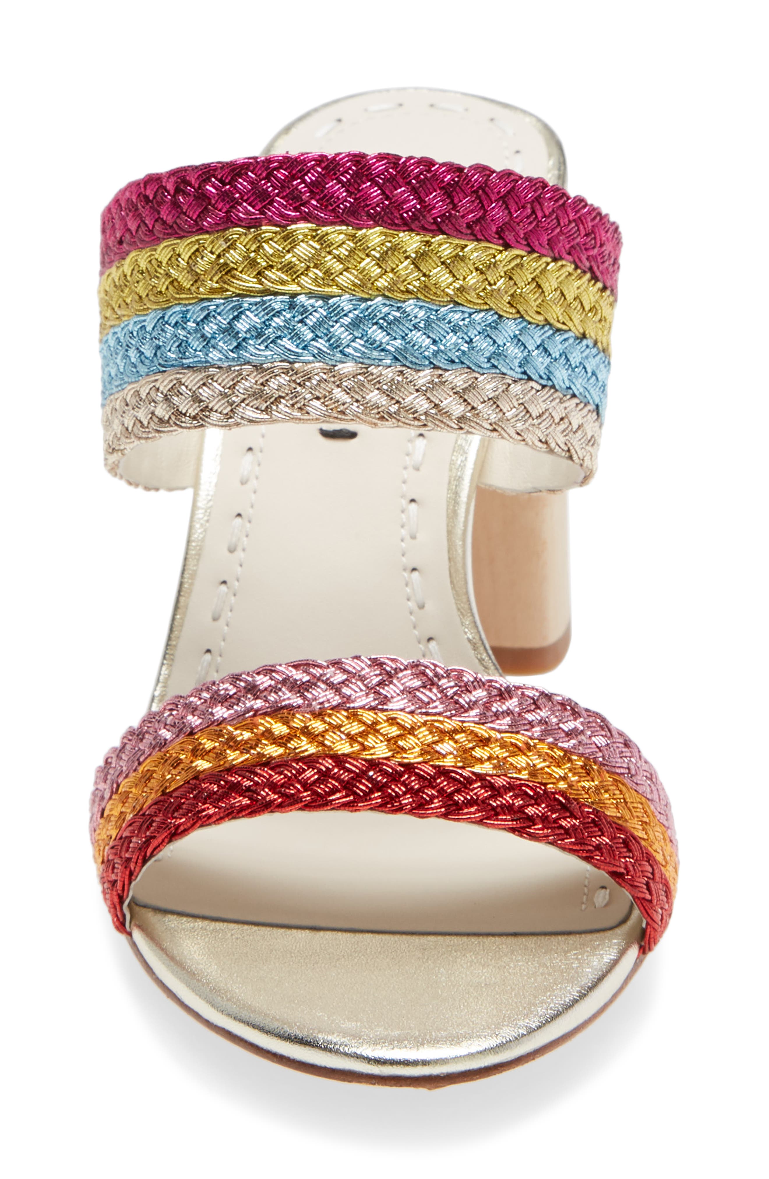 Alice + Olivia Loni Metallic Braided Strap Sandal, Alternate, color, 