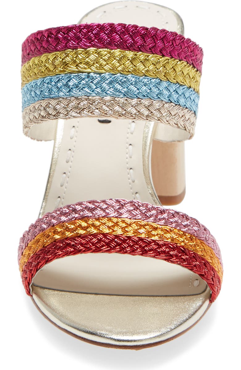 Alice + Olivia Loni Metallic Braided Strap Sandal, Alternate, color,