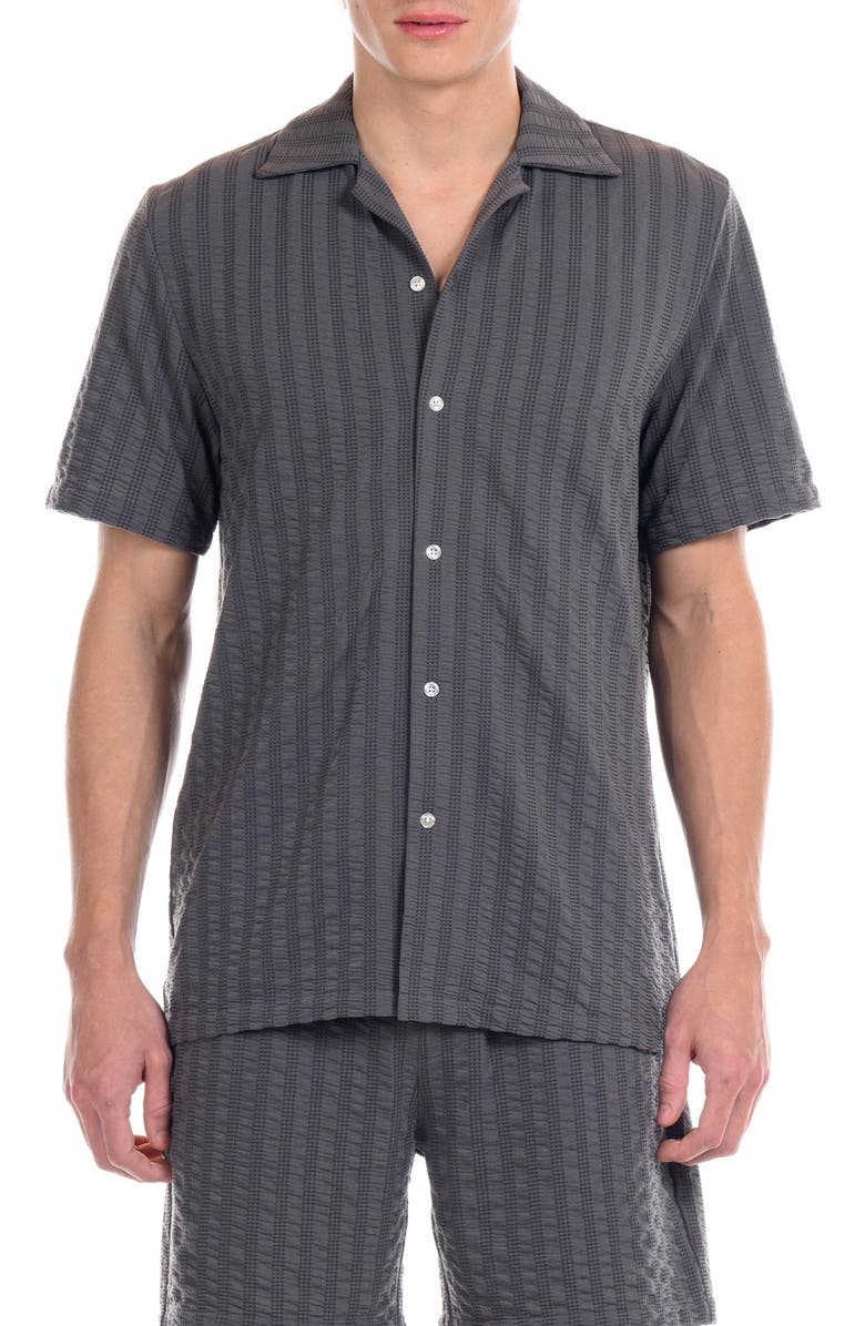 Original Paperbacks Havana Textured Stripe Seersucker Camp Shirt, Main, color, 