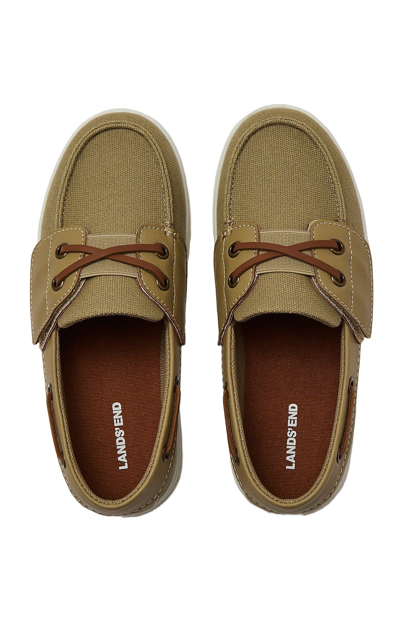 Lands' End Kids Canvas Easy On Boat Shoes, Alternate, color, Desert Tan