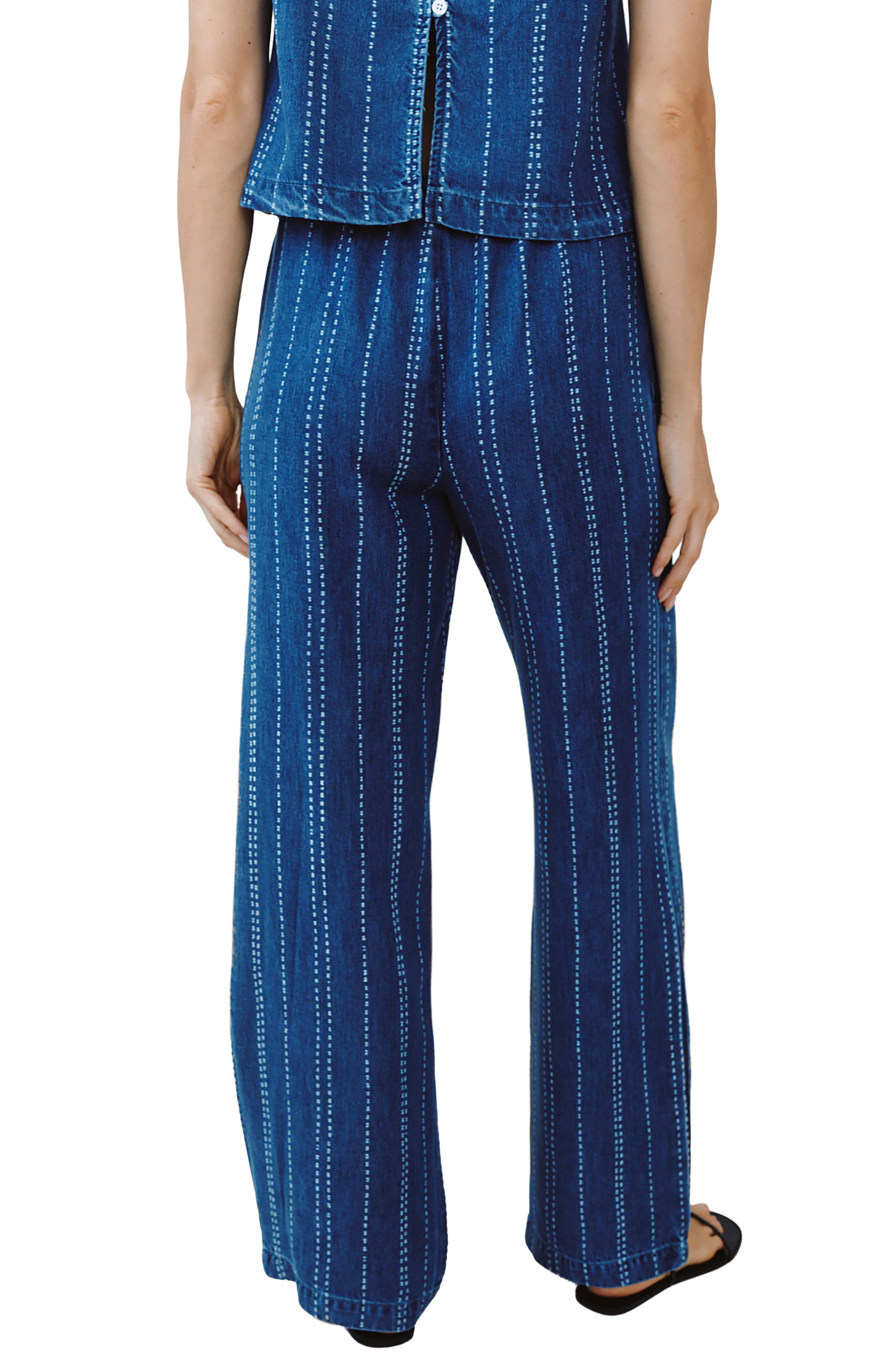 Indigo Stripe Drawstring Tencel Pants - image 2